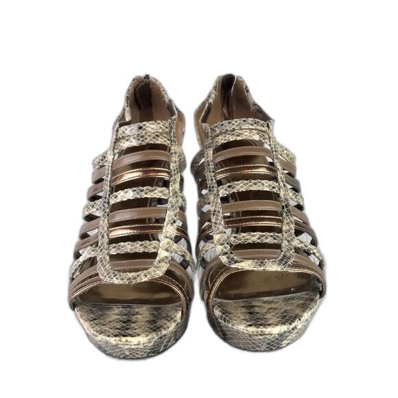 Marc Fisher Bobbie Snake Print Caged Sandals. Size 7. - Picture 2 of 10